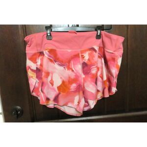 Athleta Swim Skirt Womens XL  Pink Floral Print Built-In Briefs Lined Athletic